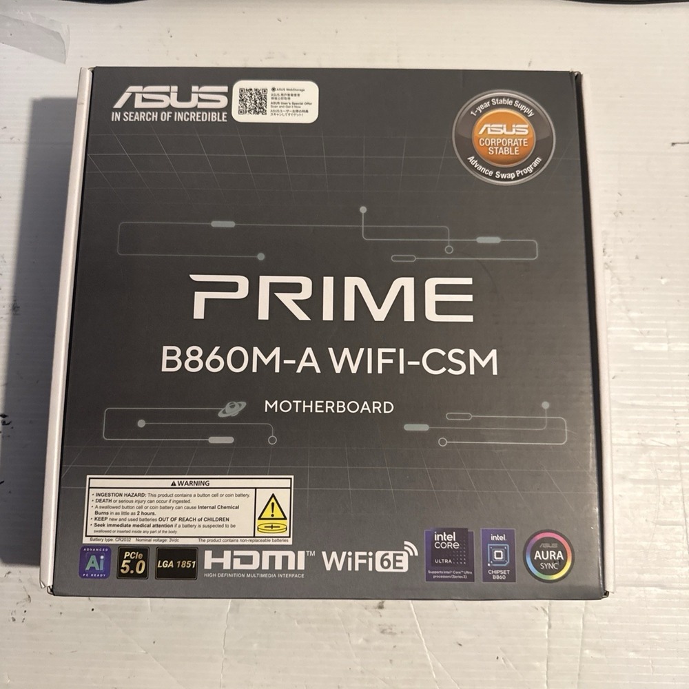 ASUS PRIME B860M-A WIFI-CSM Intel B860 LGA1851 DDR5 WiFi 6E mATX Motherboard